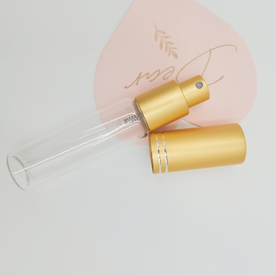 بطری شیشه ای لوله ای 10 میلی لیتری 20 میلی لیتری 25 میلی لیتری 30 میلی لیتری با اسپری های عطر آلومینیومی