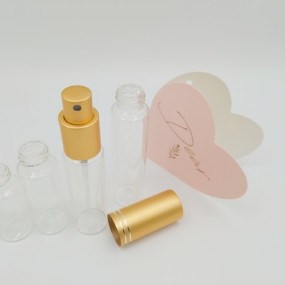 بطری شیشه ای لوله ای 10 میلی لیتری 20 میلی لیتری 25 میلی لیتری 30 میلی لیتری با اسپری های عطر آلومینیومی